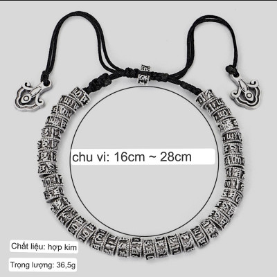 LẮC TAY KHẮC LỤC TỰ ĐẠI MINH CHÚ OM MANI PADME HUM
