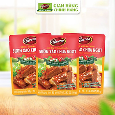 Combo 3 gói Xốt Gia vị hoàn chỉnh Barona - Sườn xào chua ngọt 80gr