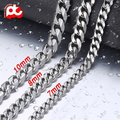 Dây chuyền nam thời trang rẻ đẹp titan lặc xéo cao cấp trangsucpt kích cỡ 8mm màu trắng PTDCNA158