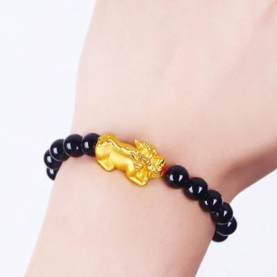 Vòng Tay Tỳ Hưu Đá Opal Đen Tự Nhiên 12mm