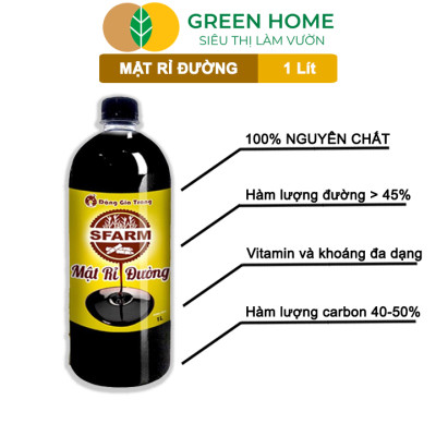 Mật Rỉ Đường Greenhome, Sfarm, Chai 1lít, Phân Bón Hữu Cơ, Ủ Dịch Chuối, Nuôi Cấy Vi Sinh, Ủ Phân, Ủ Rác