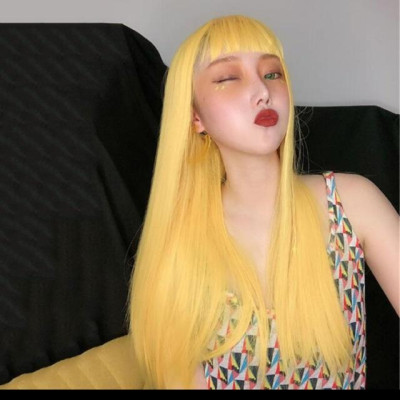 Tóc giả vàng nghệ️ cao cấp tặng lưới chùm tóc