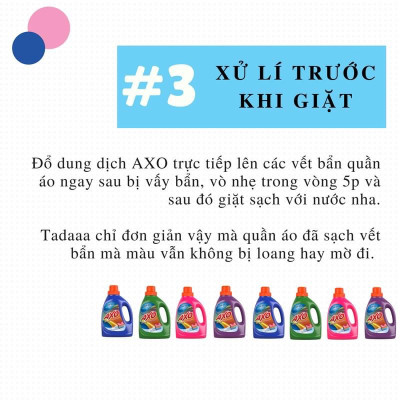 Nước tẩy quần áo màu AXO đánh bay vết bẩn chai 1,8 Lít lưu hương thơm mát