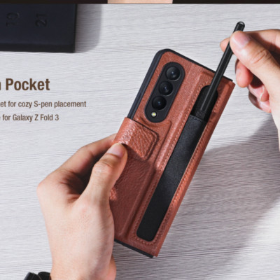 Bao Da dành cho Samsung Galaxy Z Fold 3 hiệu Nillkin Aoge Leather Cao Cấp - Hàng nhập khẩu