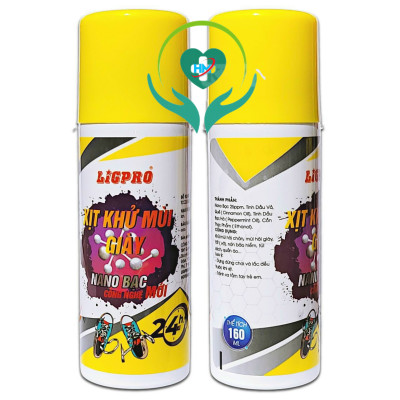 Chai xịt khử mùi giày, chống hôi chân Ligpro, 160ml, công nghệ kháng khuẩn Nano bạc