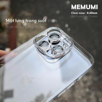Ốp lưng Memumi trong Siêu mỏng bảo vệ camera cho IPhone 16 Pro Max / 15 Plus / 14 /13 . Super Slim Clear Case - Hàng chính hãng