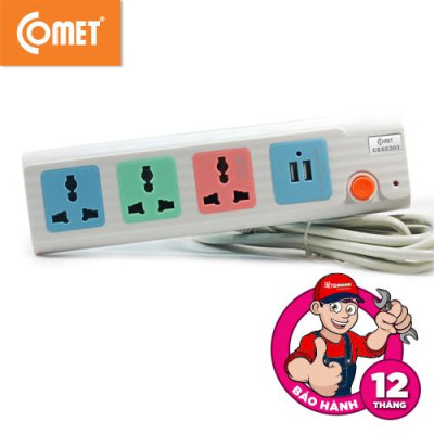 Ổ Cắm Nối Dài Kèm Cổng USB Comet CES5303 - 3 Mét - Hàng Chính Hãng