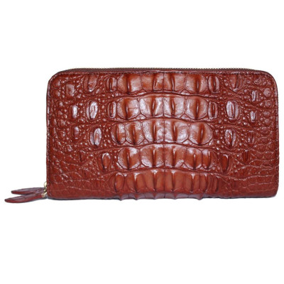 HP3739 - Ví nữ da cá sấu Huy Hoàng nhiều ngăn gai cầm tay màu nâu đỏ