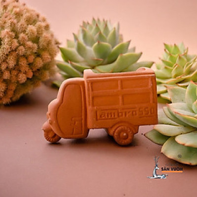 Chậu Gốm Đất Nung Mini Hình CHiếc Xe Lam