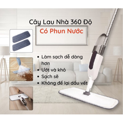 Cây lau nhà phun sương đa năng 3 trong 1 , với bình nước di động 350ml  , thanh xoay 360 độ  giúp lau mọi ngóc ngách vô cùng tiện lợi