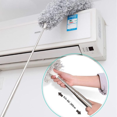 Chổi quét bụi trần nhà đa năng dài 2M8 , lông chổi mềm mịn giúp hút ,cuốn giữ bụi bẩn, đầu chổi có thể gập 90 độ hoặc vặn xoắn ,cán chổi bằng inox có thể kéo rút giúp việc lau gần , lau xa thật đơn giản và tiện lợi , làm sạch mọi vết bẩn cứng đầu