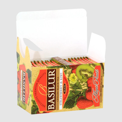 Trà đen Ceylon Basilur vị Dâu Tây & Kiwi – túi lọc 50g