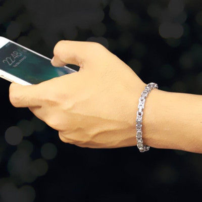 Lắc tay nam titan cao cấp đẹp sang trọng inox thép không gỉ ziczac vuông trangsucpt 9mm PTLTNA78