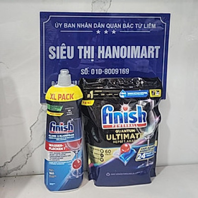 Combo Viên rửa bát Finish quantum 64 viên + Nước làm Bóng finish 750ml