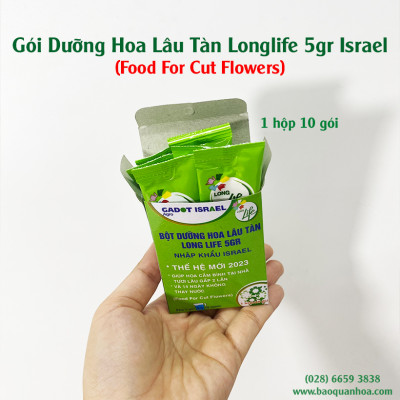 Thuốc Gói Dưỡng Hoa Tươi Lâu Tàn Longlife Nhập Khẩu Israel Gói 5gr dưỡng hoa cắt cành tươi lâu gấp 2 lần, nước trong không mùi