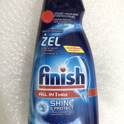 Xà Phòng Rửa Bát Finish All In 1 Max Dạng Gel Chai 1 Lít Chuyên Dùng Cho Máy Rửa Bát