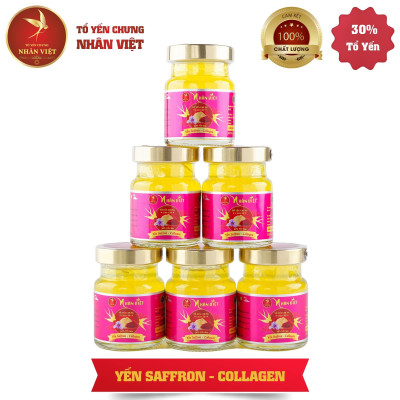Lốc 6 Hũ Yến Sào Chưng Saffron Collagen Nhân Việt 30% Yến Nguyên Chất Hũ 70ml
