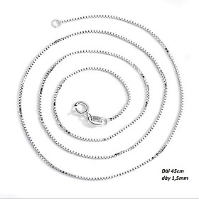 Dây chuyền nữ hộp vuông chất liệu bạc Ý MS053d