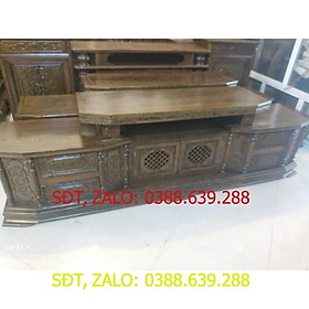 kệ tivi vát gỗ mun đuôi công