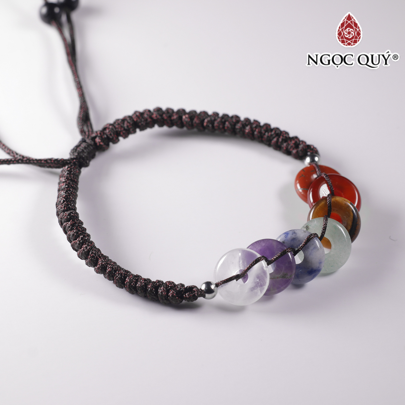 Vòng thắt dây đồng điếu đá thiên nhiên 12mm - Ngọc Quý