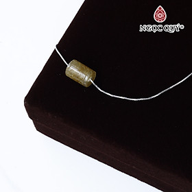 Dây chuyền bạc mặt lu thống đá thạch anh tóc vàng 12x8mm mệnh thủy, kim - Ngọc Quý Gemstones
