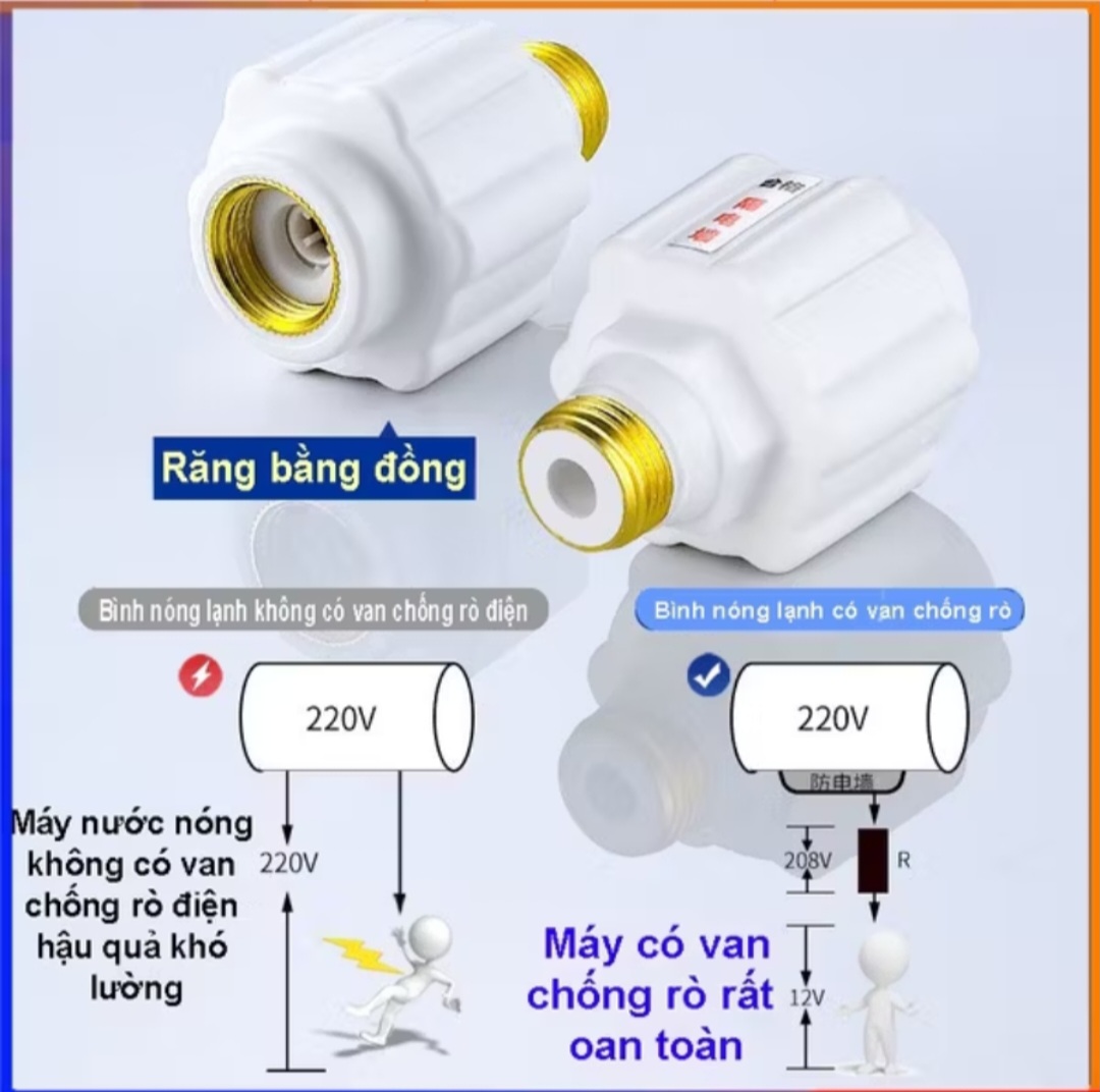 BỘ 2 VAN CHỐNG ĐIỆN GIẬT LẮP BÌNH NƯỚC NÓNG LẠNH BẢO VỆ AN TOÀN CHO MỌI GIA ĐÌNH