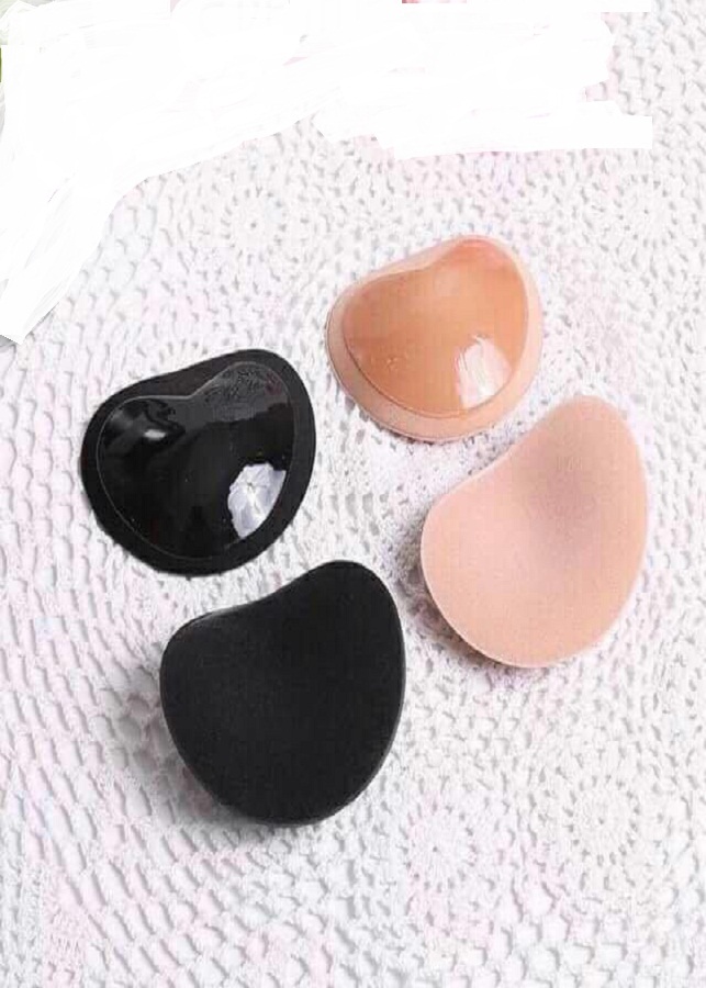 2 miếng dán độn ngực hình tim silicon NNHT09 (da, đen)
