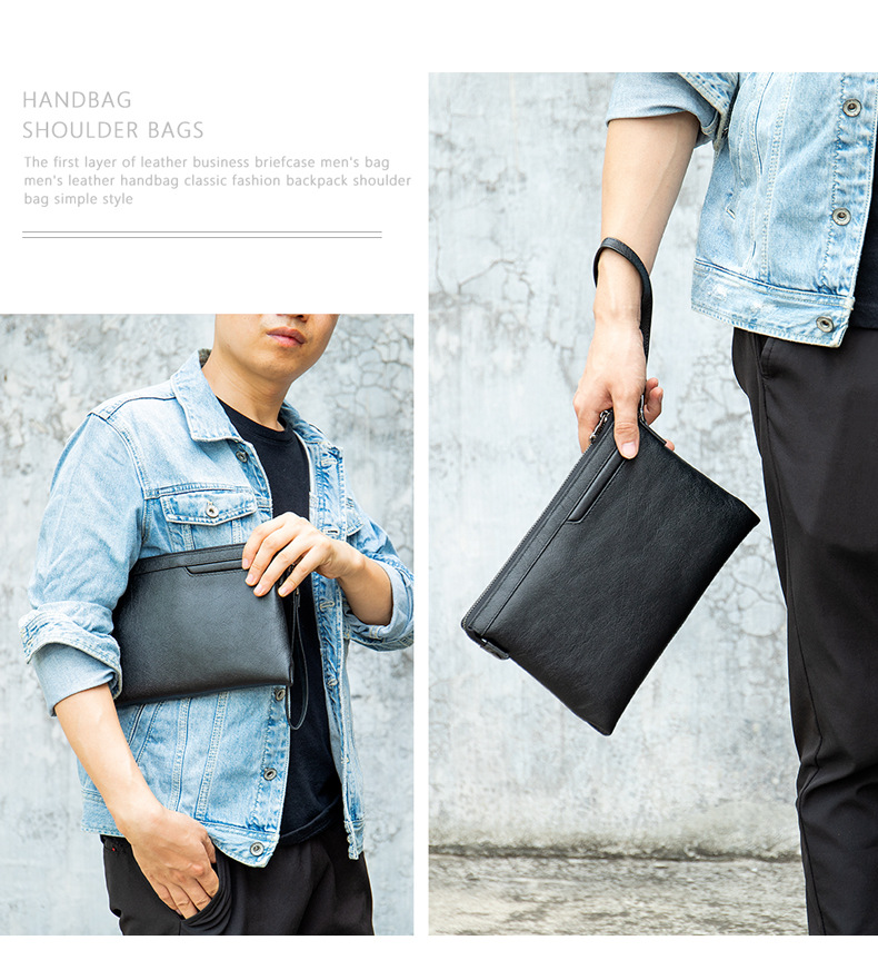 Clutch da thật - Ví cầm tay nam da bò BHM8697