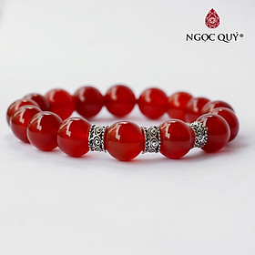 Vòng tay chuỗi hạt đá thiên nhiên phối charm bạc hạt 12mm - Ngọc Quý