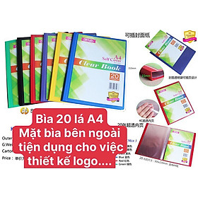 Bìa Nhựa A4-20 Lá Đựng Hồ Sơ, Bản Vẽ Chống Thấm Nước, Bên Ngoài Có Ngăn Đựng Giấy Trong Suốt Tiện Lợi KCH-220A
