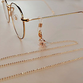 Dây đeo mắt kính xích bi tròn nhiều màu phối hoa ngọc trai điểm nhấn đẹp độc lạ handmade dây chuyền vòng cổ đeo airpod