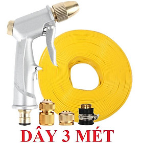 Bộ dây vòi xịt nước rửa xe,tưới cây . tăng áp 3 lần,loại 3m, 5m 206701 đầu đồng,cút đồng,nối đồng+ tặng đai