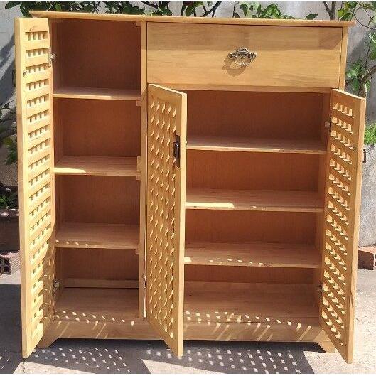 TỦ DÉP 100CM GỖ SỒI MÀU TỰ NHIÊN , tủ dày dép bằng gỗ , tủ dép 3 cánh