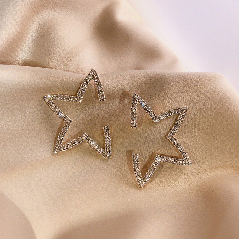 Bông tai nữ hình Ngôi sao Star bản to đính đá