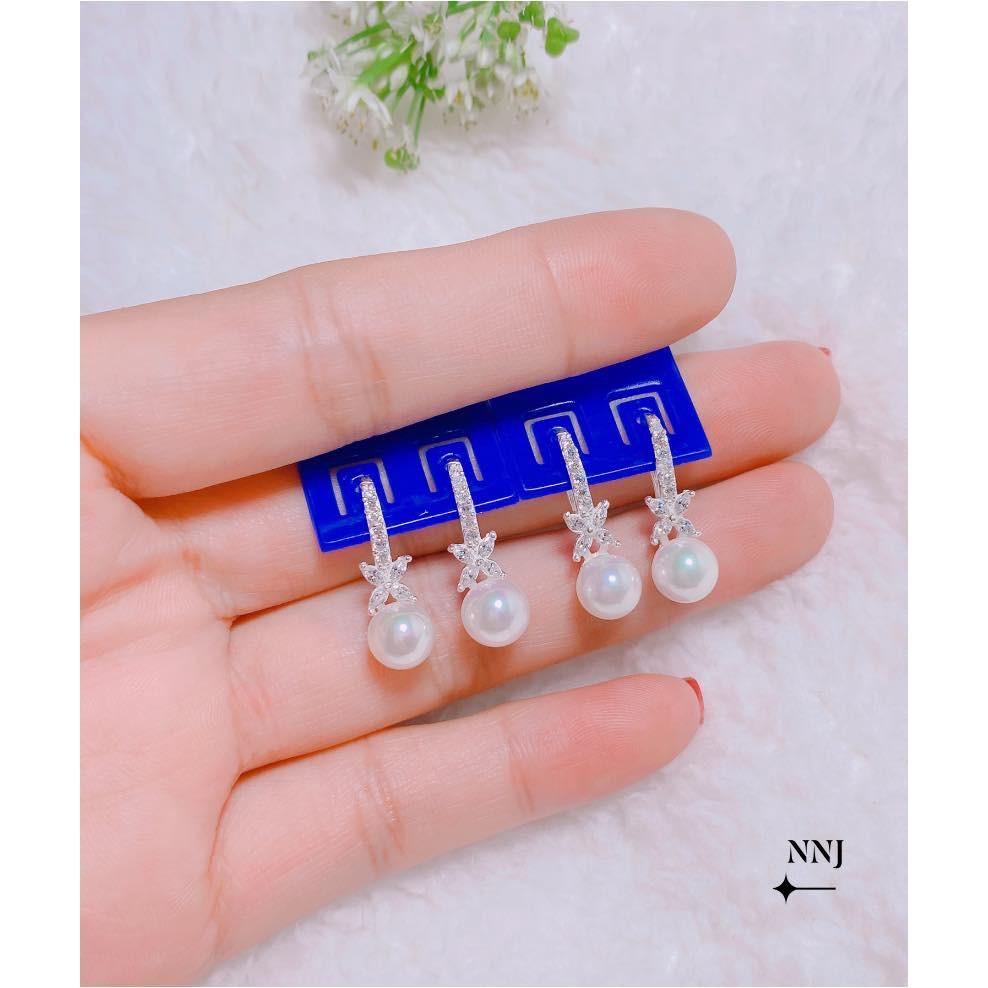 Bông tai bạc thời trang chốt bấm bập chất lượng bằng bạc s925 MS0956