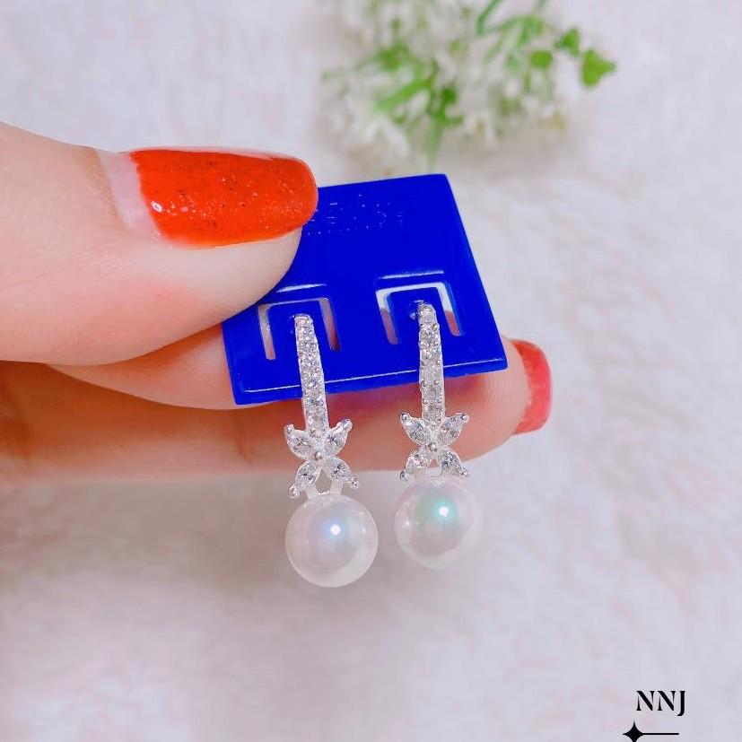 Bông tai bạc thời trang chốt bấm bập chất lượng bằng bạc s925 MS0956