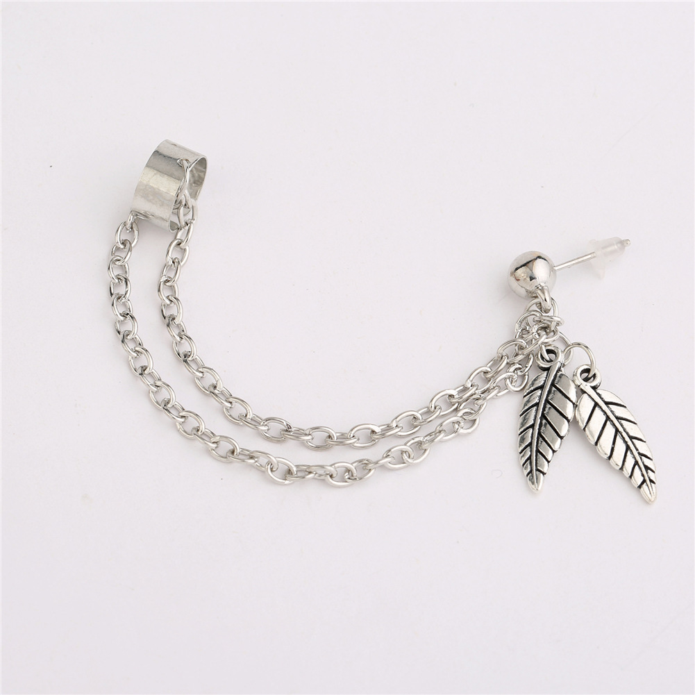Bông tai unisex phong cách đường phố họa tiết leaf bắt mắt