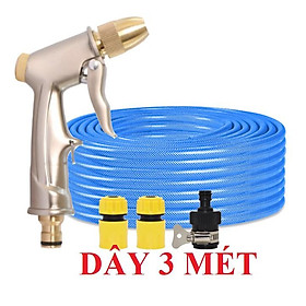 Bộ dây vòi xịt nước rửa xe, tưới cây .tăng áp 3 lần,loại 3m,5m 206701-1đầu đồng,cút,nối nhựa đen+ tặng mở chai 