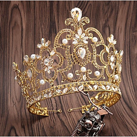 Vương miện Nam vương cao 15 cm đá vàng kim loại Giangpkc 2022 Phụ kiện cưới Giang