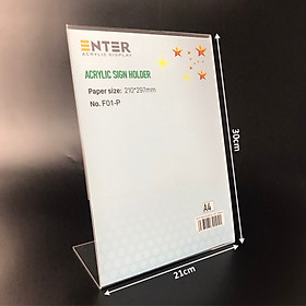 Kệ mica 1 mặt Enter F01-P 210x300mm A4 đứng, Kệ menu chữ L, Khung thông tin sản phẩm, Khung bảng giá, Kệ trưng bày để bàn