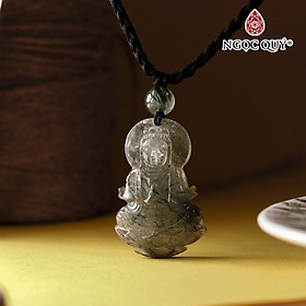 Mặt dây chuyền phật bà thạch anh tóc xanh 34x24mm mệnh thủy, mệnh mộc - Ngọc Quý Gemstones