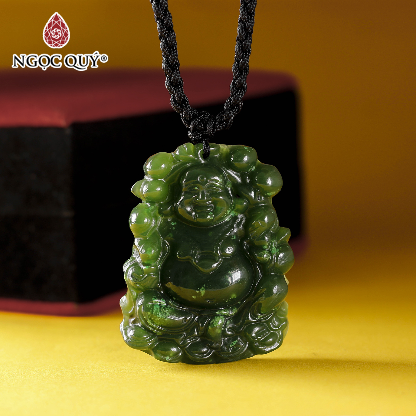 Mặt dây chuyền mặt phật di lặc ngọc bích mệnh mộc, mệnh hỏa - Ngọc Quý Gemstones