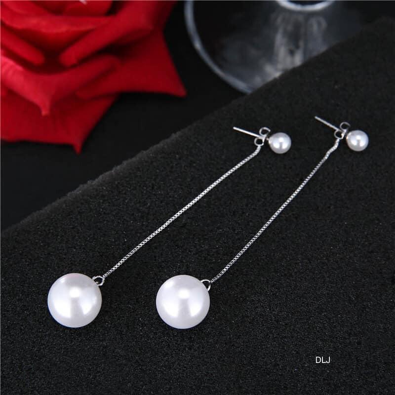 Bông tai bạc thời trang tua trai chất liệu bạc s925 MS35a