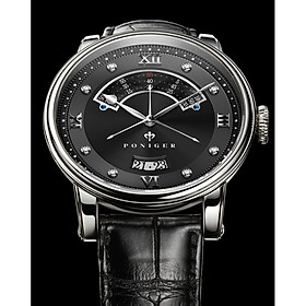 Đồng hồ nam Poniger P719-5 Chính hãng ,Kính sapphire nguyên khối ,chống xước,chống nước 50m,mặt đen dây da đen,vỏ máy thép không gỉ 316L,Đồng hồ cơ (Automatic) bảo hành 24 tháng, hàng mới 100%,thiết kế trẻ trung và sang trọng