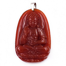 [Tuổi Tuất, Hợi] Mặt Dây Chuyền Phật A Di Đà Đá Mã Não Đỏ Size Nhỏ 3.6cm & Size Lớn 4.5cm- Tặng Kèm Móc Inox - Phong Thủy 868 - May Mắn - Bình An