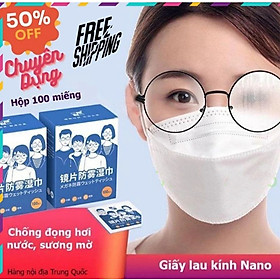( Hàng cao cấp ) Khăn lau mắt kính nano chống hơi nước chuyên dụng Hộp 100pcs 