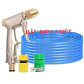 Bộ dây vòi xịt nước rửa xe, tưới cây . tăng áp 3 lần, loại 3m, 5m 206701-1Tđầu đồng, cút+ tặng túi đựng bút