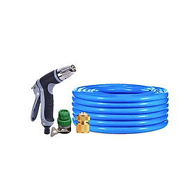 Bộ dây vòi xịt nước rửa xe,tưới cây tăng áp 3 lần 10m (cút đồng nối nhựa xanh) 206817