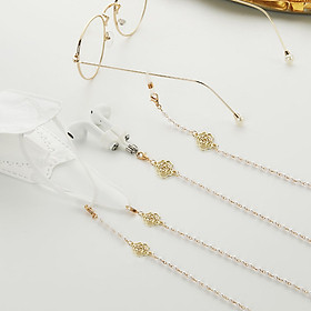 Chuỗi đeo gọng kiếng ngọc trai nhỏ hoa hồng dây đeo khẩu trang đeo airpod phong cách Nhật Hàn dễ thương