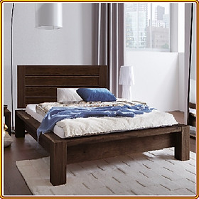 Giường ngủ Tundo gỗ sồi, mặt gỗ màu nâu óc chó 210 x 157 x 100cm